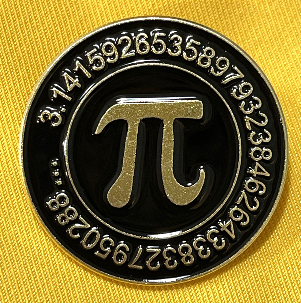 NWOT Black Pi Symbol Lapel Pin Brooch Enamel Pi Digits Numbers Math Nerd